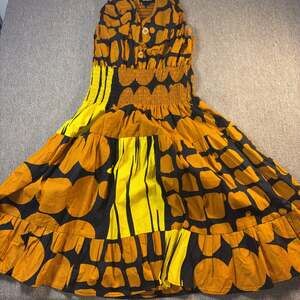 African Print Smocked Maxi Dress One Size Boho Festival Caftan Dress